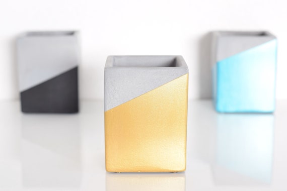 Concrete Pen Holder| Desk Accessories| Office Decor| Succulent Planter| Concrete| Desk organizer