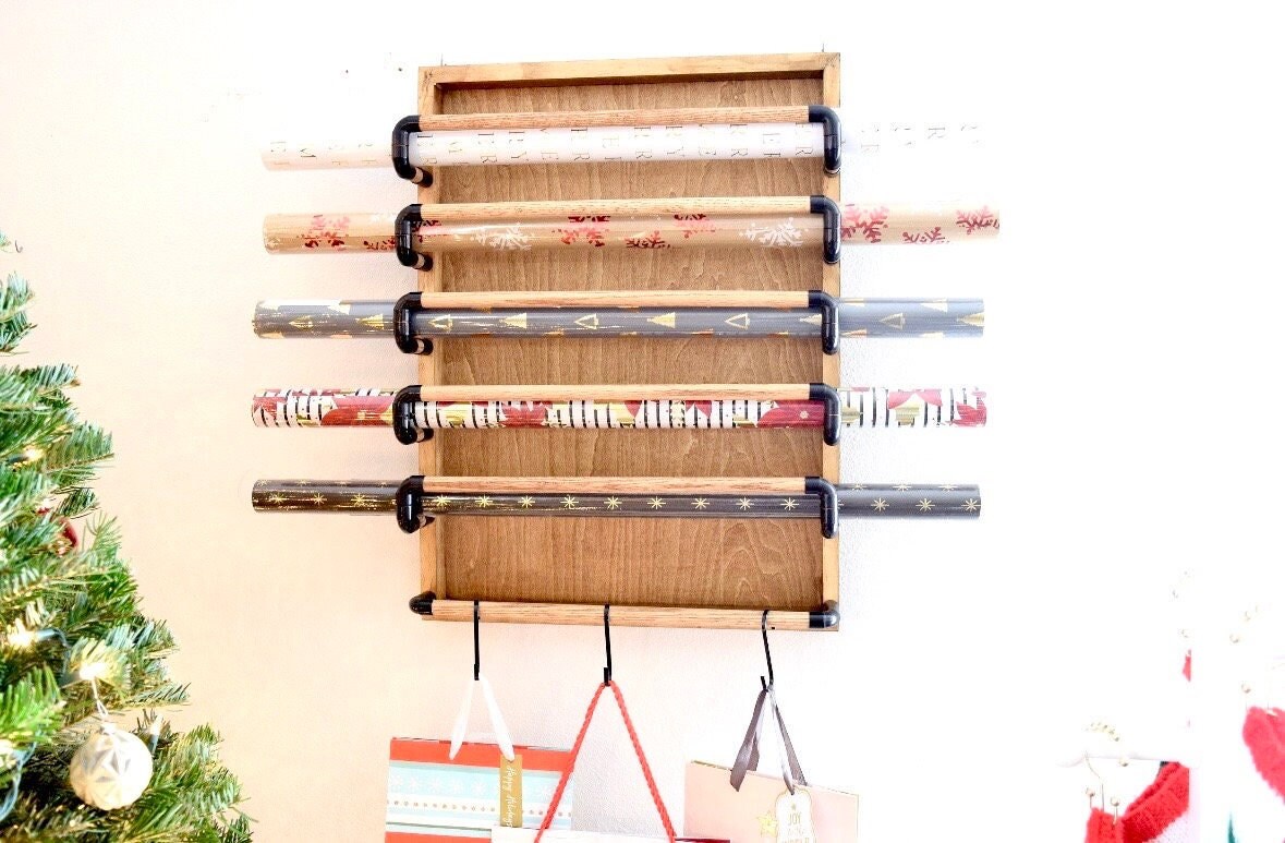 Wrapping Station for Gift Wrap Wall Organizer Wrapping Paper Holder for