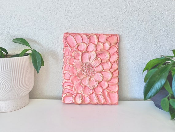 Unframed Flower Painting, Nursery Wall Art, Modern Wall Painting, Thick Texture Art, Plaster Wall Art, 3D Textured Painting