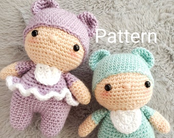 Crochet Amigurumi Mignon Mini Twin Baby Dolls PDF Modèle Peluche Jouet Baby Shower Cadeau