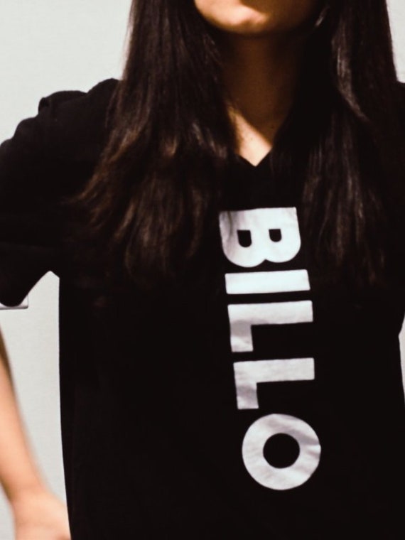 BILLO VERTICAL White on Black Tee Minimal T shirt Modern Stylish