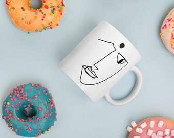 BINDI MONOLINE MUG | cha | chai | tea | coffee | face | hand drawn | illustration | desi | bollywood | Indian | Punjabi | Bindi | minimal