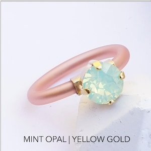 Mint Stone Ring, Silicone Ring With Stone For Women, Silicone Ring Band, Solitaire Ring, Silicone Wedding Ring,Silicone Rings For Women