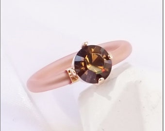 Silicone Rings, Smokey Brown Ring, Silicone Ring Women, Brown Rubber Ring, Silicone Engagement Ring, Solitaire Ring,Cocktail Ring For Women