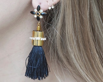 Black Earrings Fringe, African Earrings For Women, Statement Earrings, Bohemian Tassel Earrings, Crystal Earrings, Fringe Earrings