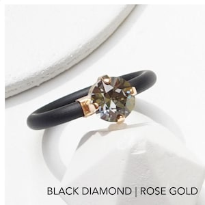 Black Stone Ring, Silicone Ring With Stone For Women, Silicone Ring Band, Solitaire Ring, Silicone Wedding Ring, Silicone Rings For Women