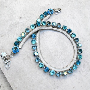 Blue Topaz Necklace, Blue Teal Necklace, Teal Necklace For Women, Teal Stone Necklace, Chunky Rhinestone Necklaces, Aquamarine Necklace
