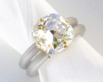 Clear Stone Ring, Silicone Ring Band, Rubber Ring Band, Engagement, Silver Silicone Rings Women, Clear Crystal Stone Ring For Women