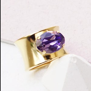 Tanzanite Stone Ring, Cocktail Rings For Women, Purple Ring, Tanzanite Stone Ring, Statement Ring, Cocktail Stone Ring, Wide Band Ring