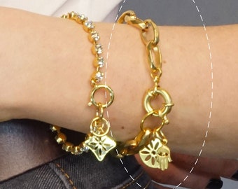 Gold Armband für Frauen, Vintage klobige Armband, Statement Gold Armband, Gliederarmband, Frauen Kette Gliederarmband, klobige Armbänder