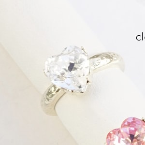 Anillos de corazón románticos, anillo de corazón solitario para mujer, anillos de solitario, anillo de compromiso de corazón, anillo de novia, anillos de corazón solitario
