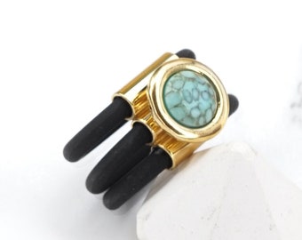 Silicone Rings Women, Blue, Rubber Band, Stone Ring, Wide Ring, Solitaire Ring, Turquoise Stone Ring, Silicon,Cocktail Ring For Women