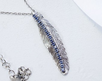 Leaf Necklace With Crystals, Leaf Pendant, Delicate Silver Necklaces Women, Feather Necklace For Her, Leaf Jewelry, Silver Pendant Leaf