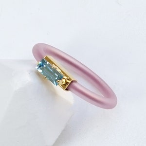 Blauer Stein Ring, Silikon Ring Band, Gummiband, Silikon Verlobungsringe, Silikonring Frauen, blauer Kristall Ring für Frauen