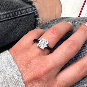 Clear Crystal Ring, Silicone Ring Women, Rubber Ring, Pave Stones Ring, Emerald Cut Rings, Silicon Rings, Cocktail Ring For Women