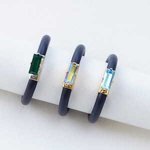 Groene stenen ring, siliconen ringen voor vrouwen, rubberen ringband, unieke ring, smaragd geslepen ringen, dunne siliconen ring, cocktailring dames, cocktailring dames