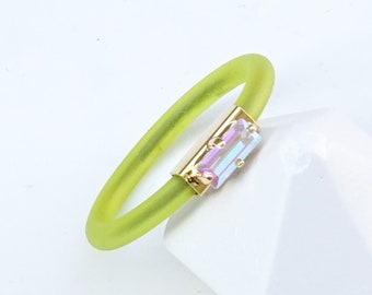 Clear Crystal Ring, Silicone Rings Women, Engagement, Rubber Ring Band, Unique Ring, Emerald Cut, Thin Silicone Ring,Women Silicone Ring