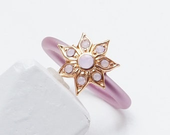 Pink Stone Ring, Silicone Ring, Unique Rubber Ring, Unique Ring, Silicone Engagement Ring, Crystal Rings, Solitaire Ring,Cocktail Ring