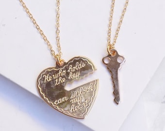 He Who Holds The Key, His Hers, Boyfriend Girlfriend Necklace Set, Couple Necklace Set, Half Heart, Couples Necklaces, Key To My Heart