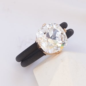Anello con pietra trasparente, anello con fascia in silicone, fascia in gomma, anelli di fidanzamento in silicone, anello in silicone da donna, anello con cristallo trasparente da donna