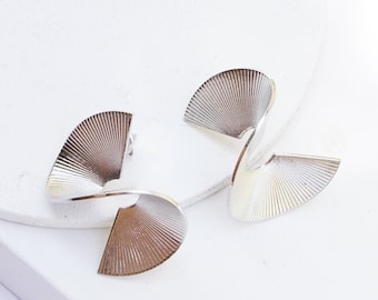 Twisted Silver Earrings, Silver Twist Earrings, Modernist Earrings, Unique Earrings, Statement Earrings, Geometric, Modern Post Earring