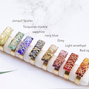 Baguette Stone Ring, Women Wrap Ring Gold, Baguettes Rings Women, Wire Stone Ring Women, Gold Cocktail Ring, Modernist,Wrapped Stone Ring