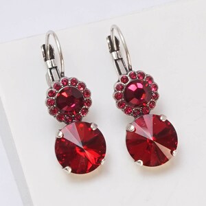 Red Earrings, Ruby Crystal earrings, Red Earrings For Women, Stone Earrings For Her, Gifts For Women, Dangle Ruby Earrings For Women