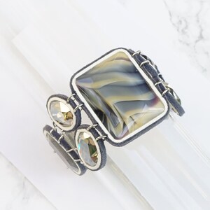 Lederarmband für Frauen, Edelstein Armband, Boho Armband, Fettleder mit Stein Armband, Boho Statement Armband, Damen Armband