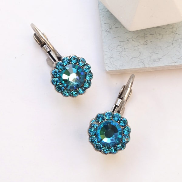 Aquamarine Topaz Earrings, Teal Earrings For Women, Blue Stone Earring, Blue Topaz Jewelry, Gifts For Bridesmaids