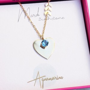 Heart Necklaces For Women, Heart Charm Pendant, Custom Necklaces For Women, Blue Topaz Jewelry, Heart Jewelry, Gold charm necklace