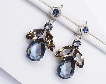 Blue Stone Earrings, Bridal Earrings For Wedding, Bridal Earrings, Blue Stone Earrings For Women, Wedding Earrings,Drop Blue Earrings Women