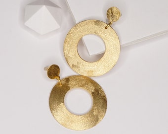 Gold Disc Earrings, Chunky Gold Earrings Women, Hoop Earrings Gold, Statement Earrings, Gold Chunky Earrings, Gold Earrings,Disc Earrings