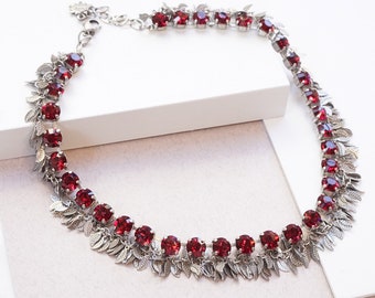 Ruby Necklace For Women, Red Necklace, Rhinestone Necklace, Ruby Choker, Red Wedding Necklace, Jewelry For Women,Red Crystal Necklace