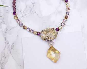 Collier en améthyste, Collier en pierre violette, Colliers en cristal pour femme, Collier élégant, Colliers en améthyste, Collier unique