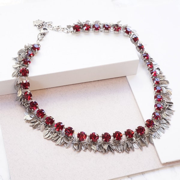 Rubin Halskette für Frauen, rote Halskette, Strass Halskette, Rubin Choker, Rote Hochzeit Halskette, Schmuck für Frauen, Rote Kristall Halskette