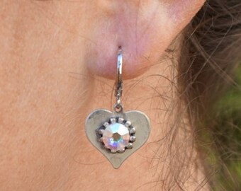 Heart Earrings For Women, Charm Earrings, Heart Huggie Earrings, Huggie Hoop Earrings With Charm, Tiny Hoops, Bridesmaids Heart Earring