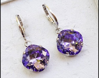 Huggie Hoop Earrings, Charm Earrings, Silver Charm Earrings, Tanzanite, Silver Huggie Hoops, Tiny Hoop, Huggie Hoop Earrings With Charm