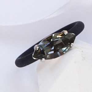Black Silicone Ring, Silicone Rings, Rubber Ring, Thin Rings, Silicone Rings For Women, Crystal Rings, Black Silicone Engagement Ring