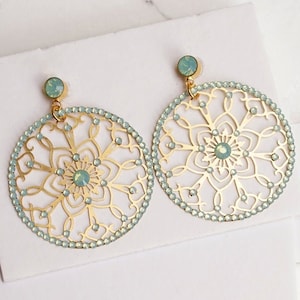 Persian Earrings, Persian Jewelry, Persian Jewelry Crystal Earrings, Gold Persian Earrings, Gold Chunky Earring,Womens Earrings With Stone
