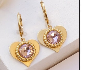 Gold Charm Earrings, Dangle Charm Earrings, Vintage Rose Earrings, Huggie Hoops Earrings For Women, Hoop Earrings With Charm, Huggy Earring