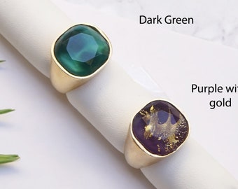 Grosses bagues pour femme, Bague opale, Grosse bague en cristal, Bague pierre verte, Bagues de cocktail pour femme, Grandes bagues, Bague unique pour femme, Bague opale