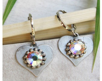 Silver Charm Earrings, Heart Hoop Earring For Women, Huggie Hoops Earrings, Heart Hoop Earrings, Charm Earrings, Tiny Hoops