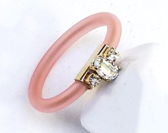 Klar Stein Ringe, Silikon Ring Frauen, Gummi, mit Stein, Silber, Silikon Ehering, dünn, Verlobungsringe, Kristall Ring für Frauen