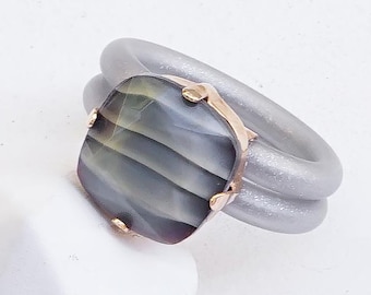 Unique Stone Ring, Silicone Ring Band, Rubber Ring Band, Engagement, Silver Silicone Rings Women, Clear Crystal Stone Ring For Women