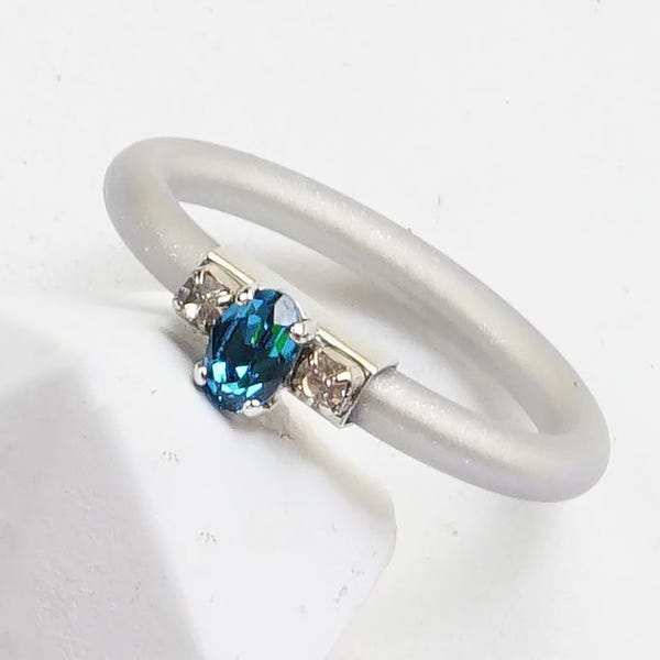 Teal Stone Ring, Silicone Ring Women, Rubber, With Stone, Silver, Silicone Wedding Band, Thin, Engagement Rings, Replacement Ring For Women