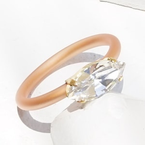 Anel de noivado de silicone, anéis de silicone, noivado, anel de borracha, anéis finos de silicone para mulheres, anéis de cristal transparente, silicone de ouro rosa