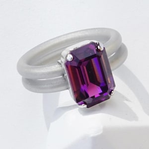 Silicone Ring, Stone, Purple Rubber Ring, Fancy Silicone Ring, Silicone Ring, Engagement Rings, Emerald Cut, Wedding Rubber Ring For Women