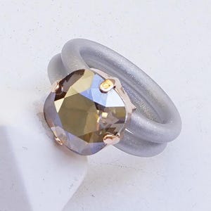 Gray Stone Ring, Silicone Ring Band, Rubber Ring Band, Engagement, Silver Silicone Rings Women, Gray Crystal Stone Ring For Women