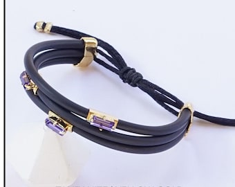 Silicone Bracelet With Stones, Triple Band Silicone Bracelet, Adjustable, Custom Bracelet, Silicone Bracelets, Silicone Bracelet For Women