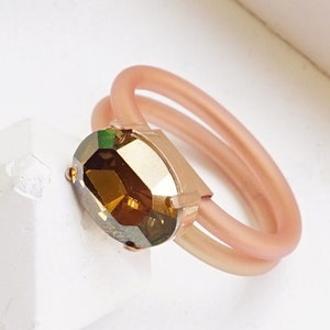 Silicone Ring, Brown Stone Ring, Silicone Ring Band, Rubber Ring Band, Wide Rings, Silicone Ring For Women, Silicone Engagement Ring